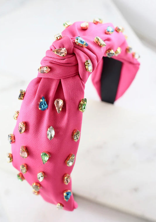 Highlands Jeweled Headband- Hot Pink