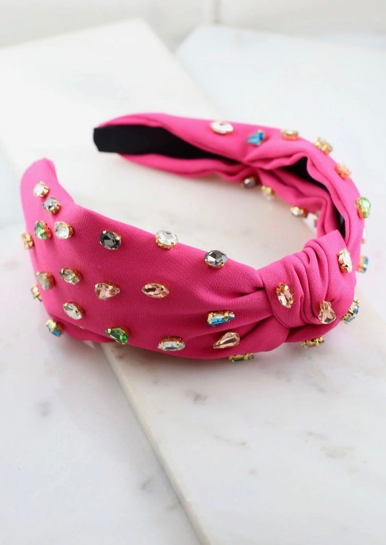 Highlands Jeweled Headband- Hot Pink