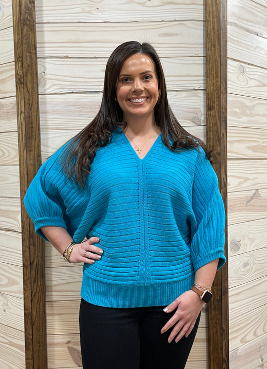 On the Town Turquoise Sweater Top