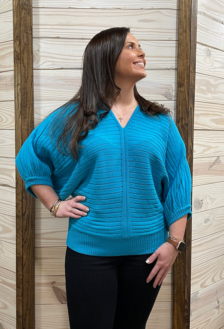 On the Town Turquoise Sweater Top