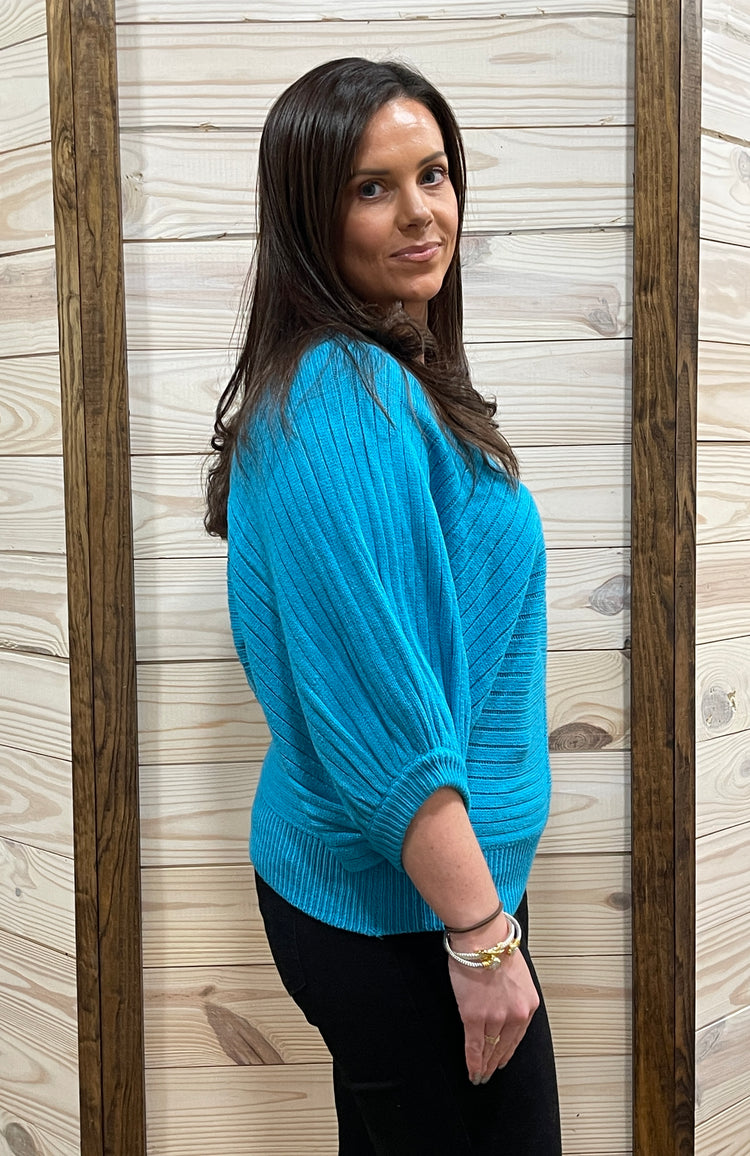 On the Town Turquoise Sweater Top