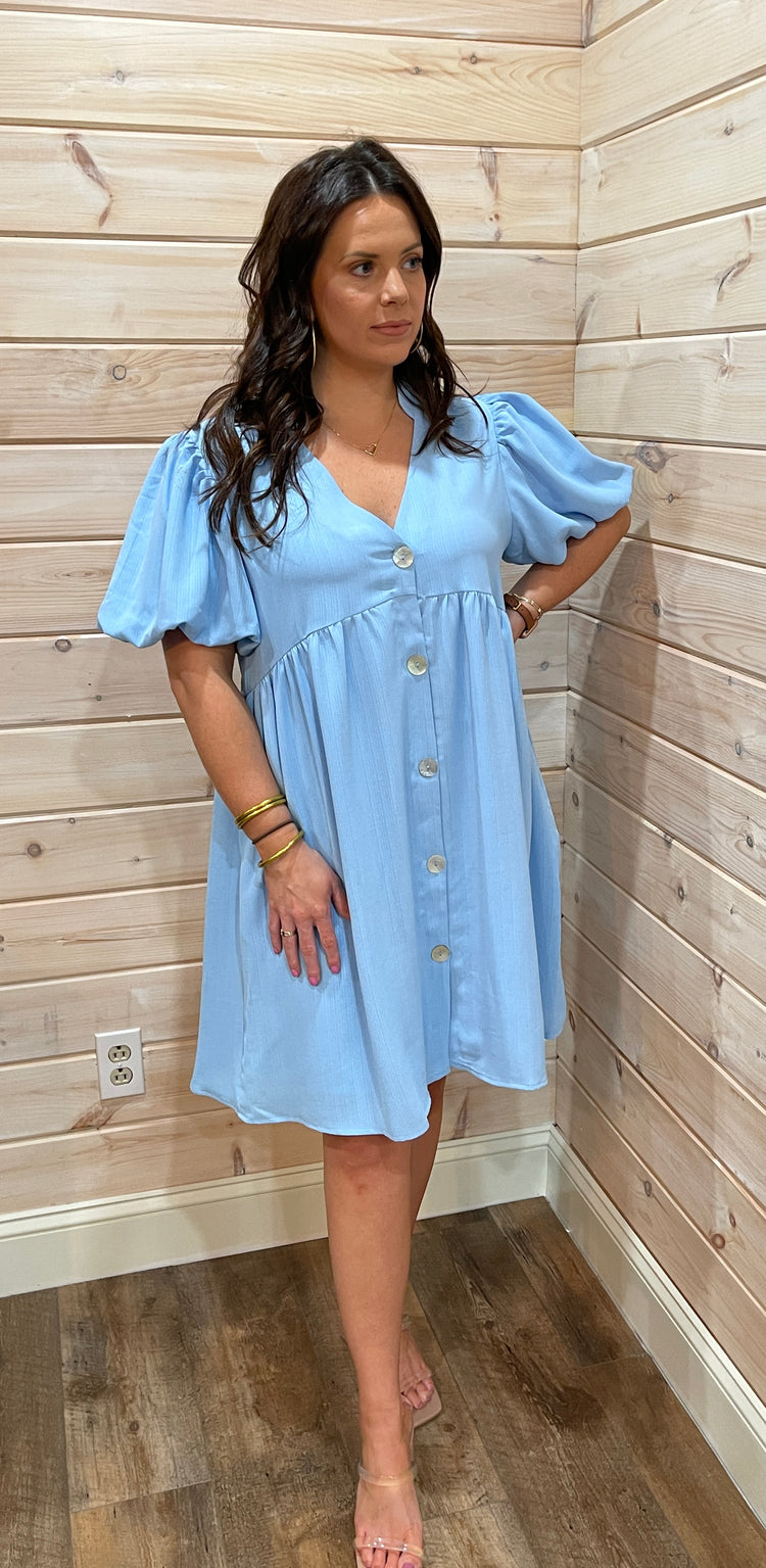 Skies Always Blue Button Up Dress