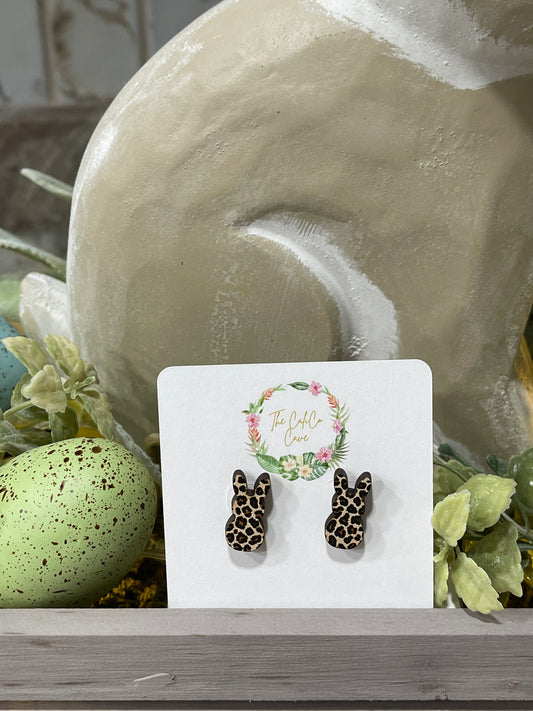 Leopard Easter Bunny Studs