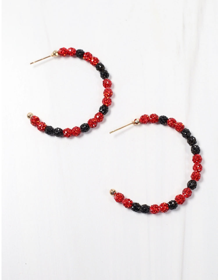 School Pride Hoop Earrings- Red & Black