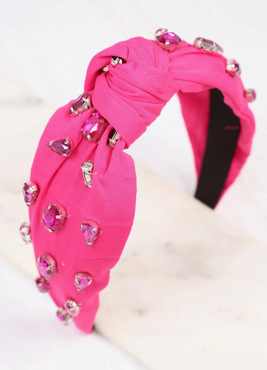 Brighter Days Jeweled Headband- Fuchsia