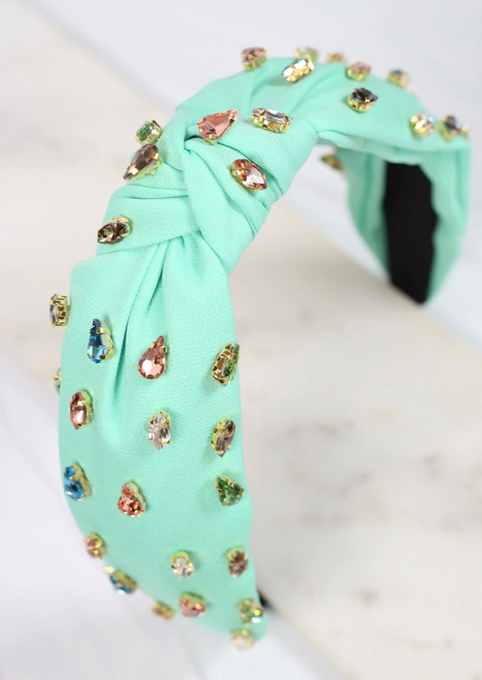 Highlands Jeweled Headband- Mint