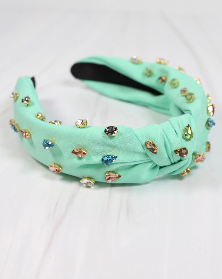 Highlands Jeweled Headband- Mint