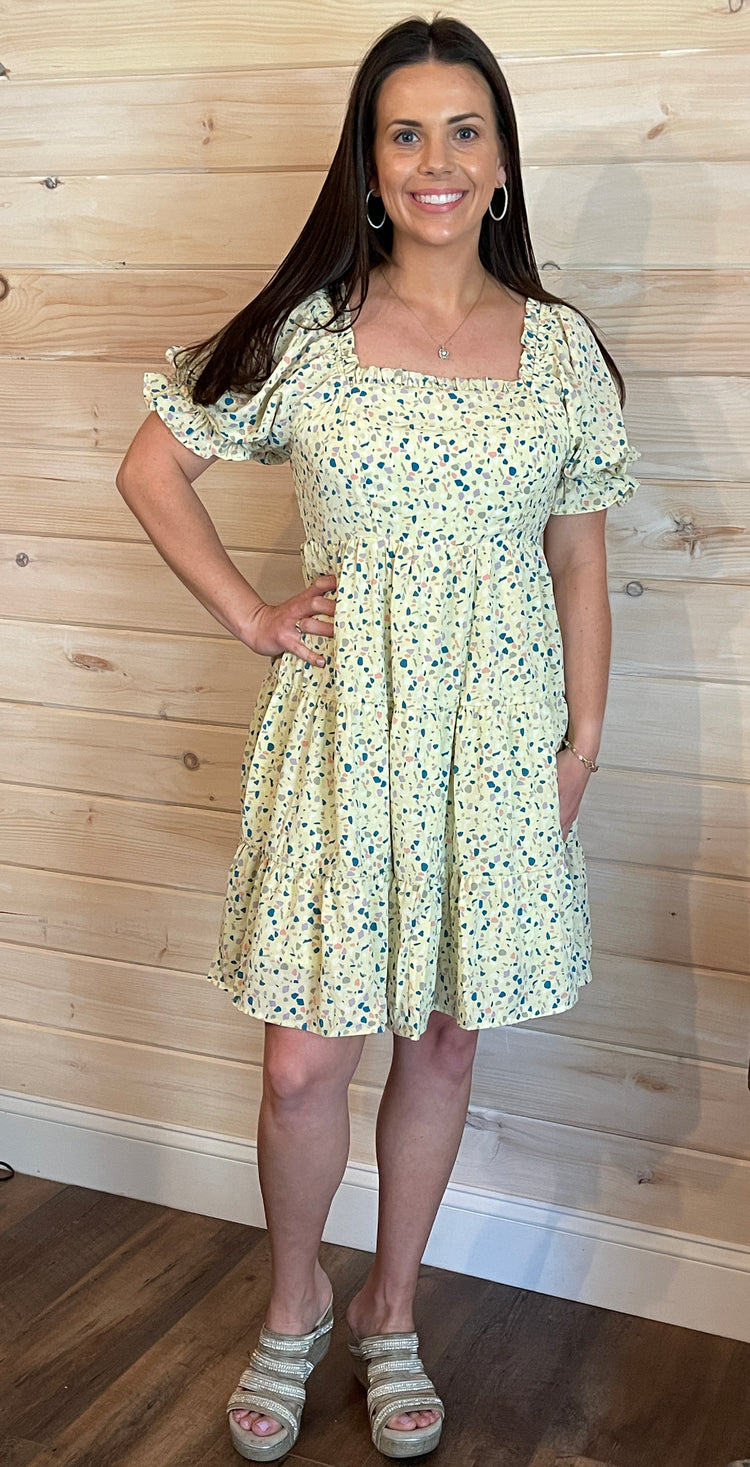 Lime Pastel Print Dress