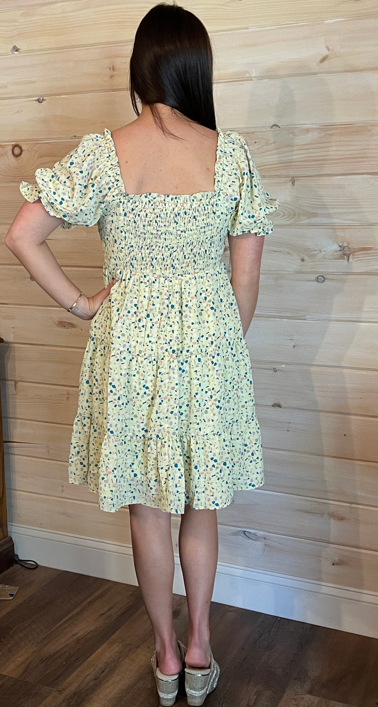 Lime Pastel Print Dress