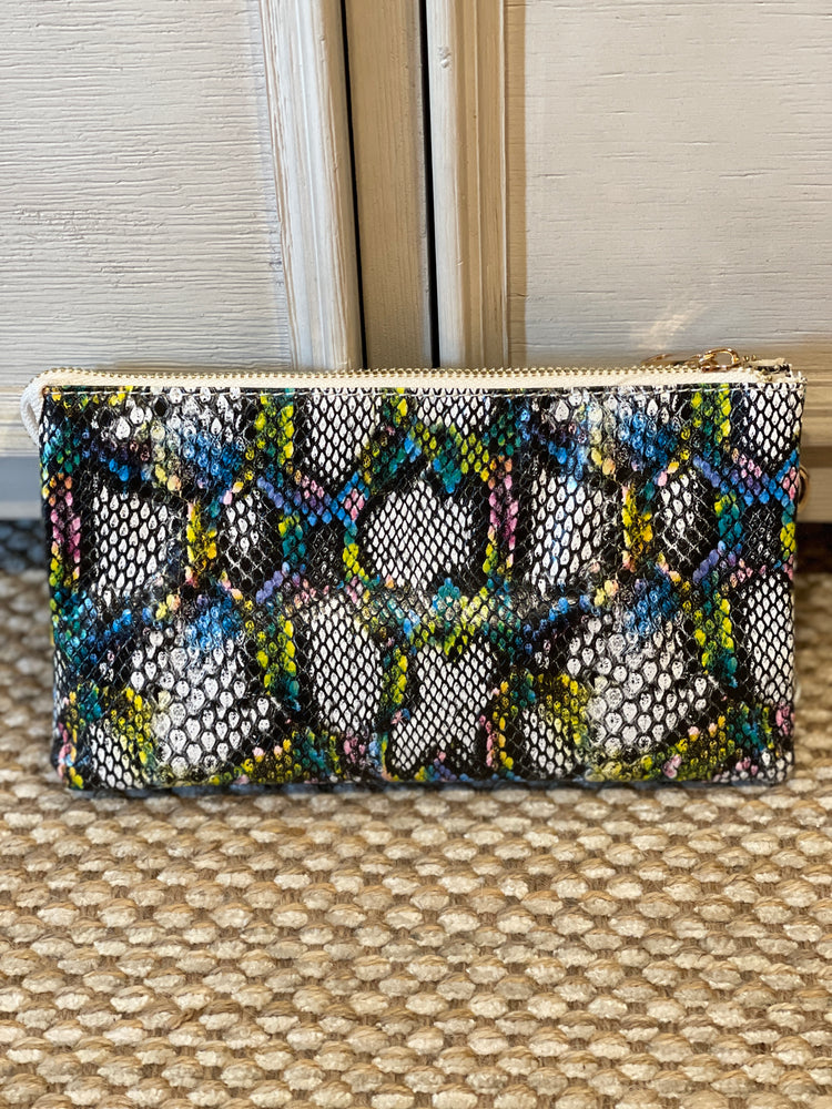 Snake Print Crossbody Bag- Blue Multi