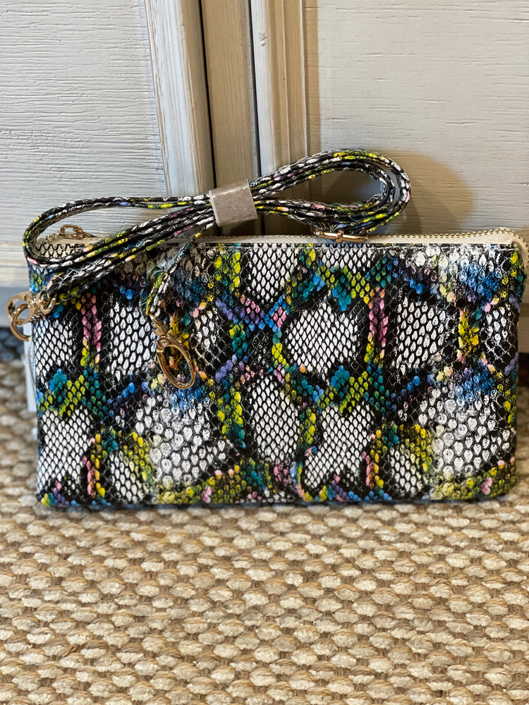 Snake Print Crossbody Bag- Blue Multi