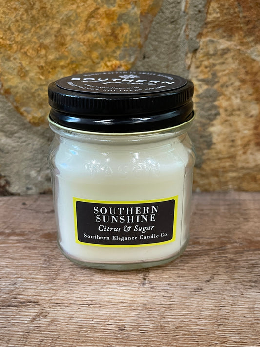 8oz. Mason Jar Candle: Southern Sunshine- Citrus & Sugar