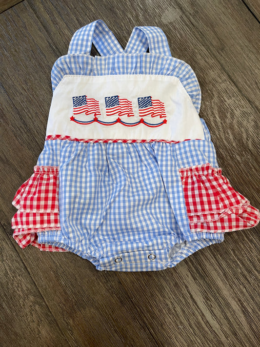 Gingham Flag Girl Bubble