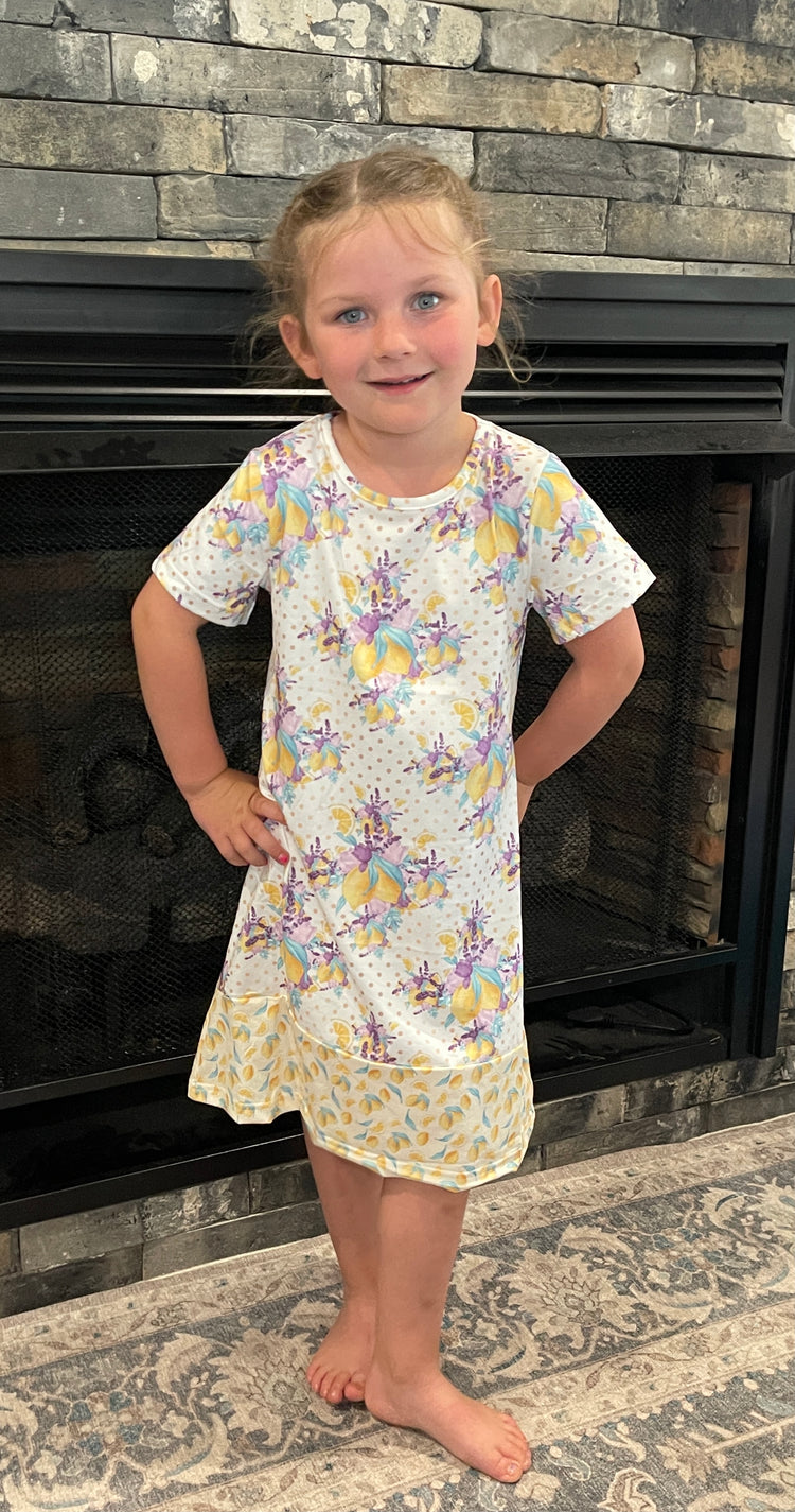 Lemon Garden Short Sleeve Dress