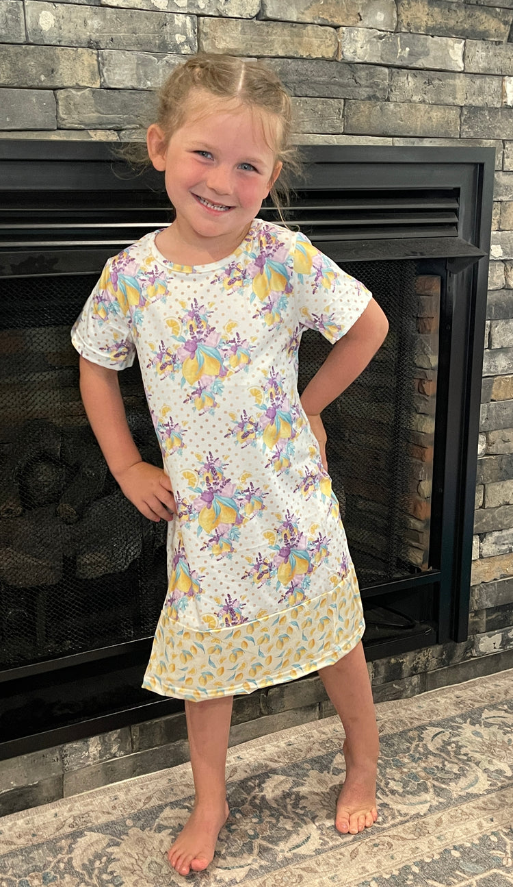 Lemon Garden Short Sleeve Dress